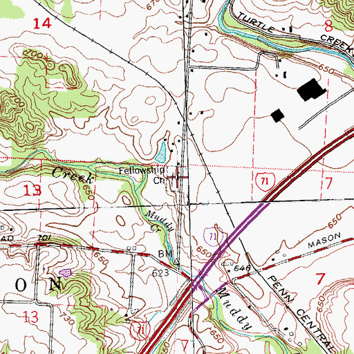 Topographic Map of Fellowship Cemetery, OH