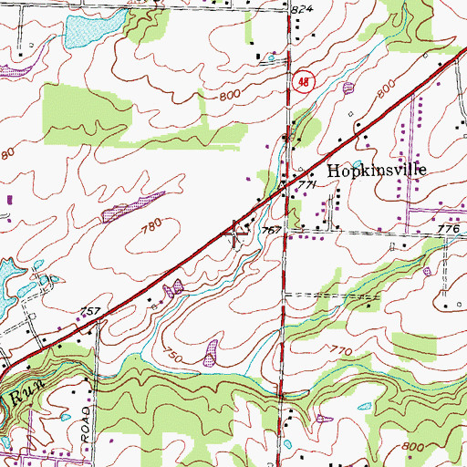 Topographic Map of Hopkinsville Cemetery, OH
