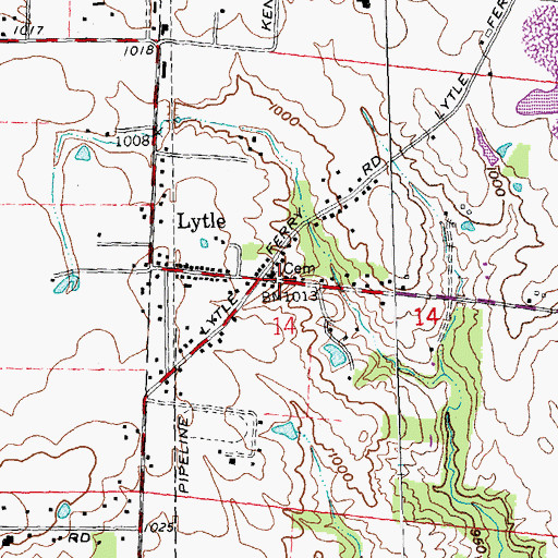 Topographic Map of Lytle Cemetery, OH