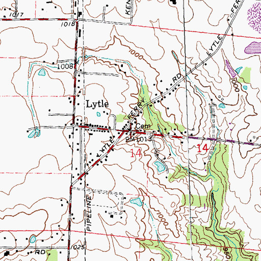 Topographic Map of Lytle Methodist Church, OH