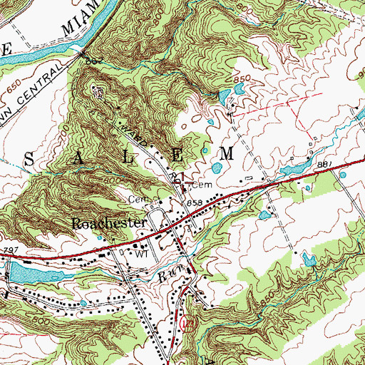 Topographic Map of Old Quaker Cemetery, OH