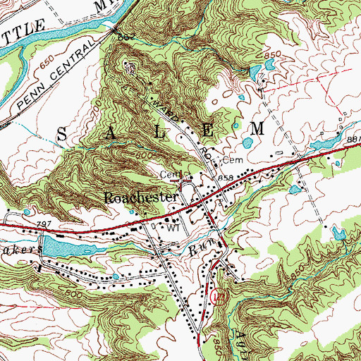 Topographic Map of Roachester Cemetery, OH