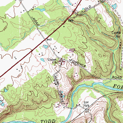 Topographic Map of Union Cemetery, OH
