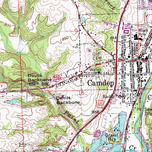 Topographic Map of Mount Auburn, OH