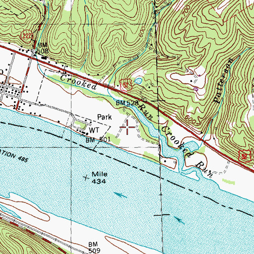 Topographic Map of Crooked Run-Robert J Paul Memorial Sanctuary, OH