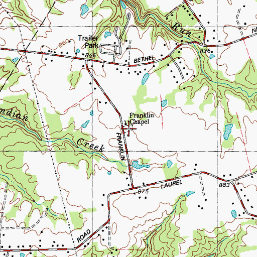 Topographic Map of Franklin Chapel Cemetery, OH