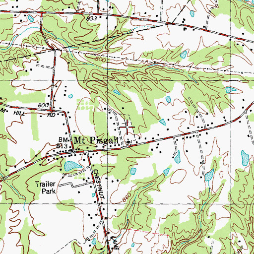 Topographic Map of Mount Pisgah Cemetery, OH