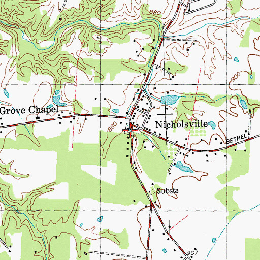 Topographic Map of Nicholsville Cemetery, OH