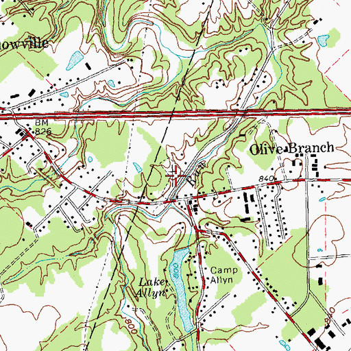 Topographic Map of Olive Branch Cemetery, OH