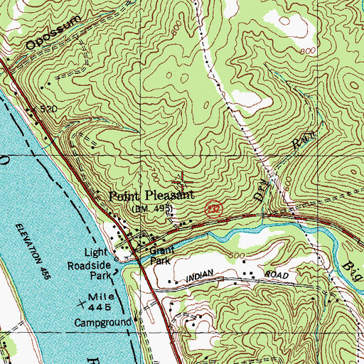 Topographic Map of Point Pleasant Cemetery, OH