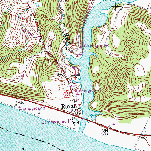 Topographic Map of Rural Cemetery, OH