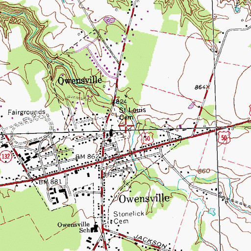 Topographic Map of Saint Louis Catholic Cemetery, OH