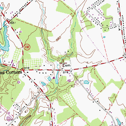 Topographic Map of Simpkins Cemetery, OH