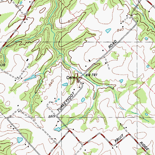 Topographic Map of Wood Cemetery, OH