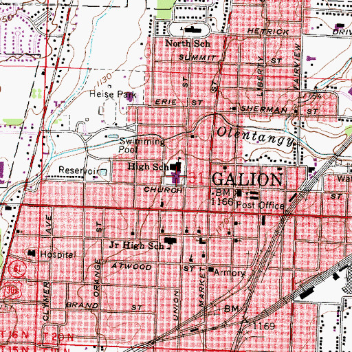 Topographic Map of Catholic Cemetery (historical), OH