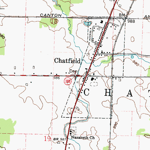 Topographic Map of Chatfield Township Cemetery, OH