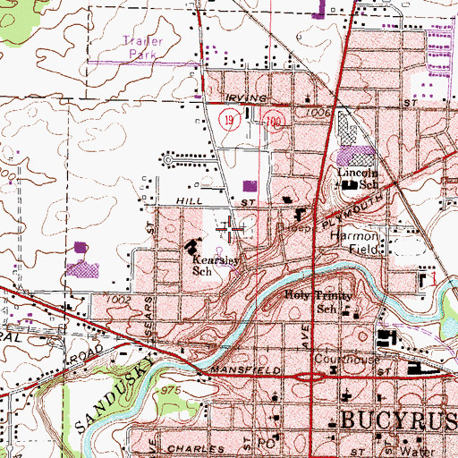 Topographic Map of Holy Trinity Cemetery, OH