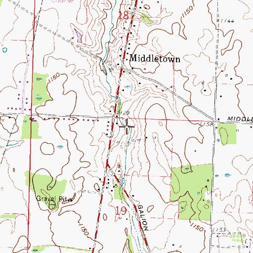 Topographic Map of Middletown Cemetery, OH
