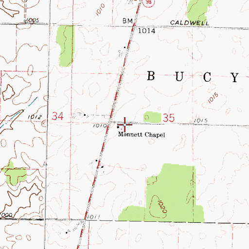 Topographic Map of Monnett Chapel Cemetery, OH