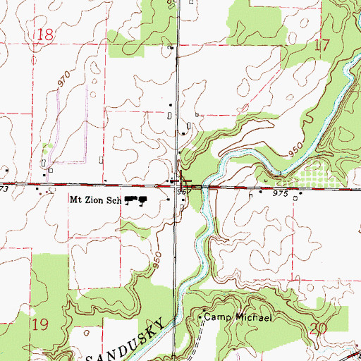 Topographic Map of Mount Zion Cemetery, OH