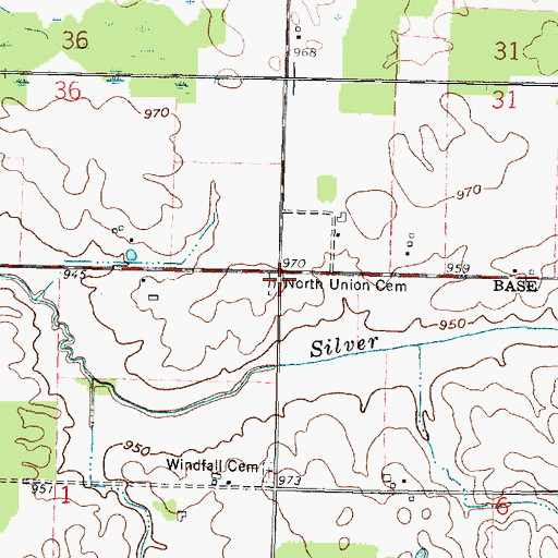 Topographic Map of North Union Cemetery, OH