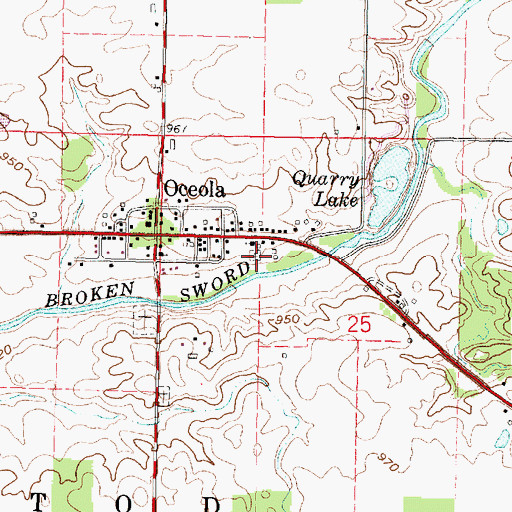 Topographic Map of Oceola Number 1 Cemetery, OH