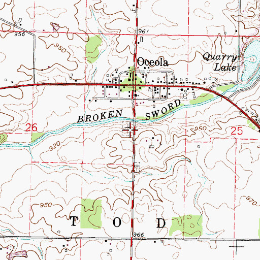 Topographic Map of Oceola Number 3 Cemetery, OH