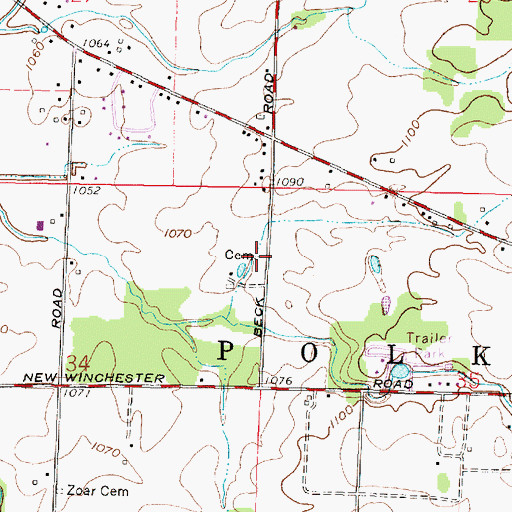 Topographic Map of Pletcher Cemetery, OH