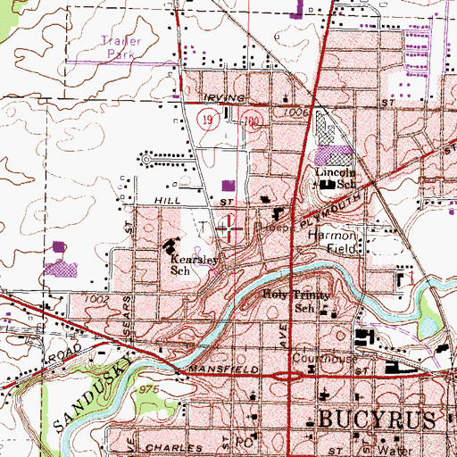 Topographic Map of Tiffin Road Cemetery, OH