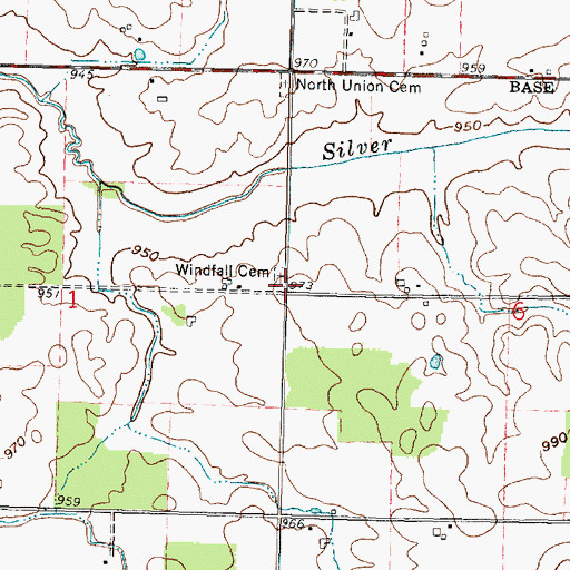 Topographic Map of Windfall Lutheran Church (historical), OH