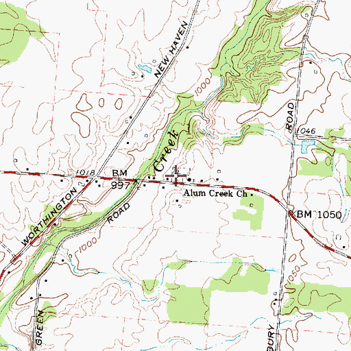Topographic Map of Alum Creek Cemetery, OH