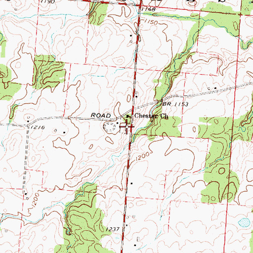 Topographic Map of Chester Baptist Cemetery, OH