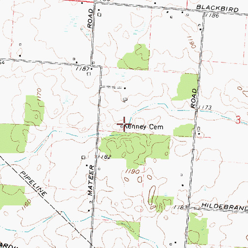 Topographic Map of Kenney Cemetery, OH