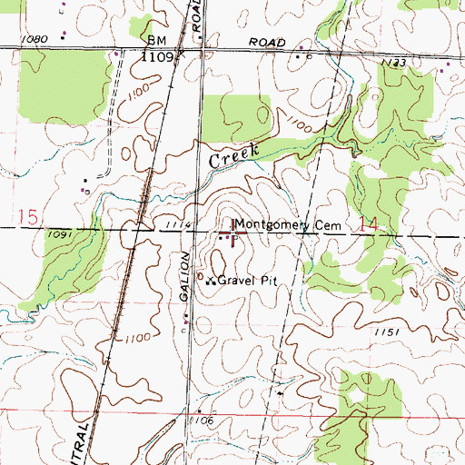 Topographic Map of Montgomery Cemetery, OH