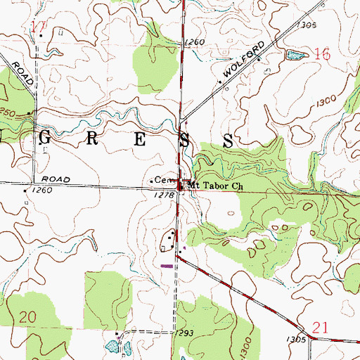 Topographic Map of Mount Tabor Methodist Episcopal Cemetery, OH