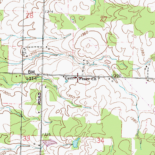 Topographic Map of Peace Reformed Cemetery, OH