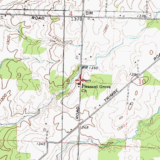Topographic Map of Pleasant Grove Cemetery, OH