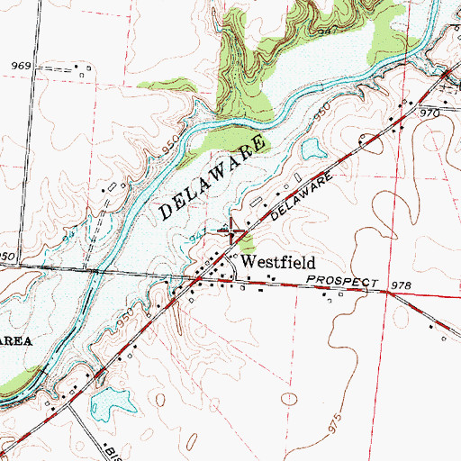 Topographic Map of Westfield Methodist Episcopal Cemetery, OH