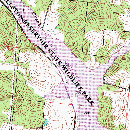 Topographic Map of Wellston Reservoir State Wildlife Park, OH