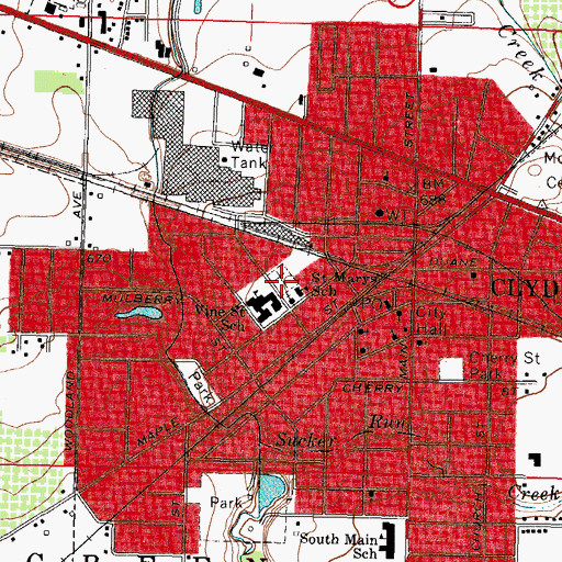 Topographic Map of Saint Marys Cemetery, OH