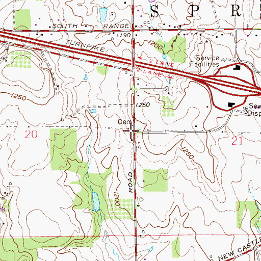Topographic Map of Beard Road Cemetery, OH