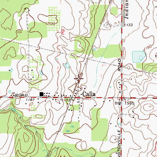Topographic Map of Calla Cemetery, OH