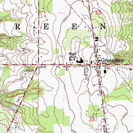 Topographic Map of Evangeline Lutheran Cemetery, OH