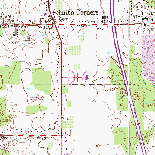 Topographic Map of Green Haven Memorial Gardens Cemetery, OH