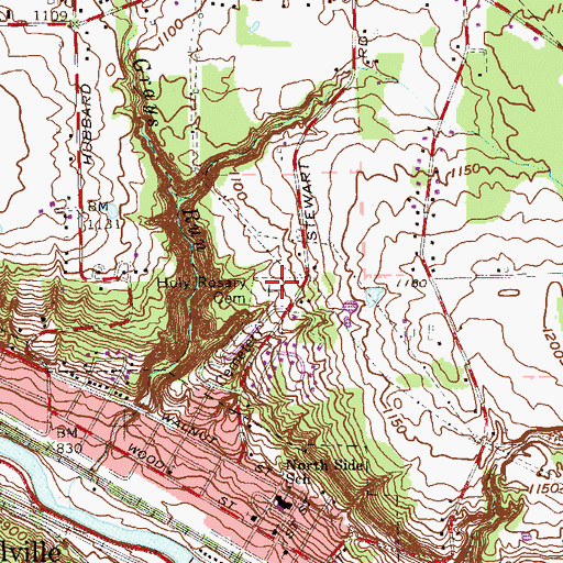 Topographic Map of Holy Rosary Cemetery, OH