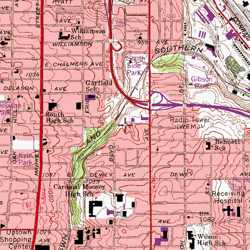 Topographic Map of Jewish Federation Cemetery, OH