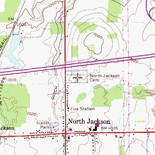 Topographic Map of North Jackson Cemetery, OH