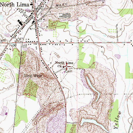 Topographic Map of North Lima Mennonite Cemetery, OH