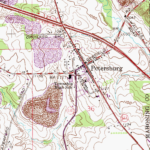 Topographic Map of Old Petersburg Cemetery, OH