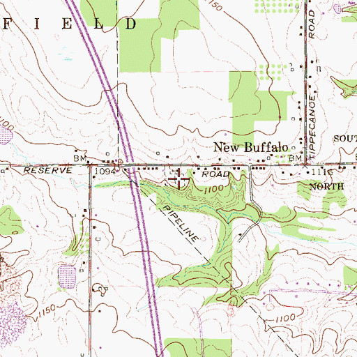 Topographic Map of Paradise Lutheran Cemetery, OH